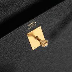 Hermes Black Togo Leather Niloticus Crocodile Kelly Retourne 28 Bag