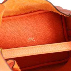 Pre Owned Hermes Feu/Orange Clemence Leather Picotin Lock 18 Bag