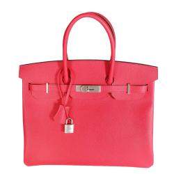 Hermes Rose Epsom Leather Palladium Hardware Birkin 35 Bag