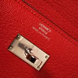 Hermes Rouge Casaque Evercolor Leather Kelly Depliant Medium Wallet