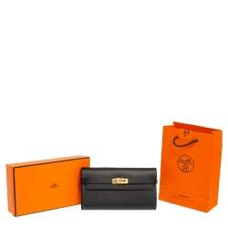 Pre Owned Hermès Noir Epsom Leather Kelly Classic Wallet 