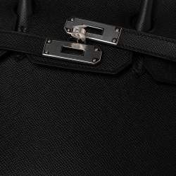 Pre Owned Hermes Noir Epsom Leather Palladium Plated Birkin Sellier 30 Bag