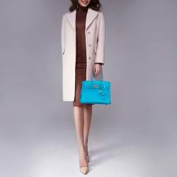 Hermes Blue Frida Swift Leather Gold Hardware Birkin 25 Bag 