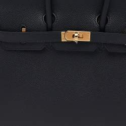Hermes Black Epsom Leather Gold Plated Birkin Sellier 25 Bag