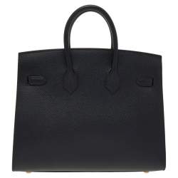 Hermes Black Epsom Leather Gold Plated Birkin Sellier 25 Bag