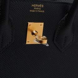 Hermes Black Epsom Leather Gold Plated Birkin Sellier 25 Bag