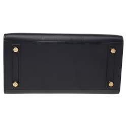 Hermes Black Epsom Leather Gold Plated Birkin Sellier 25 Bag