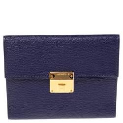 Hermes Calvi Duo Card Holder Bleu Sapphire Epsom PHW, Luxury, Bags