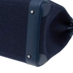 Pre Owned Hermes Blue De Presse/Blue Royale Vache Liegee Leather and Wool Palladium Hardware HAC Birkin 40 Bag