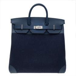 Pre Owned Hermes Blue De Presse/Blue Royale Vache Liegee Leather and Wool Palladium Hardware HAC Birkin 40 Bag