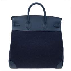 Pre Owned Hermes Blue De Presse/Blue Royale Vache Liegee Leather and Wool Palladium Hardware HAC Birkin 40 Bag