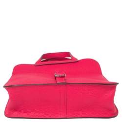 Pre Owned Hermes Rose Extreme Clemence Palladium Plated Halzan 25