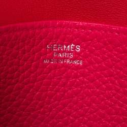 Pre Owned Hermes Rose Extreme Clemence Palladium Plated Halzan 25
