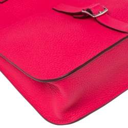 Pre Owned Hermes Rose Extreme Clemence Palladium Plated Halzan 25