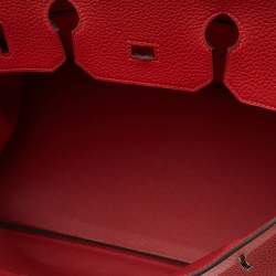 Pre Owned Hermes Rose Azalee Clemence Leather Palladium Plated Birkin 35 Bag 