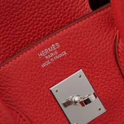 Pre Owned Hermes Rose Azalee Clemence Leather Palladium Plated Birkin 35 Bag 