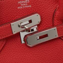 Pre Owned Hermes Rose Azalee Clemence Leather Palladium Plated Birkin 35 Bag 