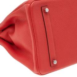 Pre Owned Hermes Rose Azalee Clemence Leather Palladium Plated Birkin 35 Bag 