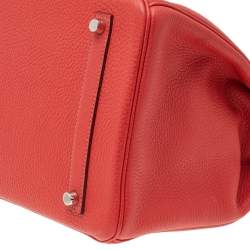 Pre Owned Hermes Rose Azalee Clemence Leather Palladium Plated Birkin 35 Bag 