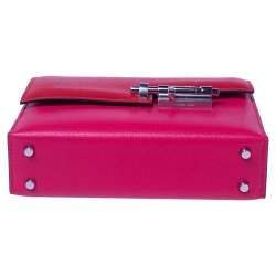 مملوكة مسبقًا Hermes Rose Extreme/Rouge De Coeur Chevre Chamkila Leather Verrou Chaine Mini Bag
