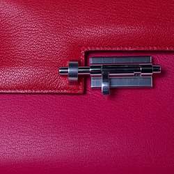 مملوكة مسبقًا Hermes Rose Extreme/Rouge De Coeur Chevre Chamkila Leather Verrou Chaine Mini Bag