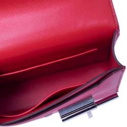 مملوكة مسبقًا Hermes Rose Extreme/Rouge De Coeur Chevre Chamkila Leather Verrou Chaine Mini Bag
