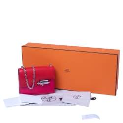 مملوكة مسبقًا Hermes Rose Extreme/Rouge De Coeur Chevre Chamkila Leather Verrou Chaine Mini Bag