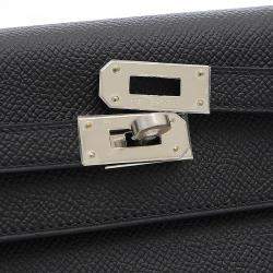 Hermes Black Epsom Leather Palladium Hardware Kelly Wallet 