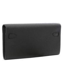 Hermes Black Epsom Leather Palladium Hardware Kelly Wallet 