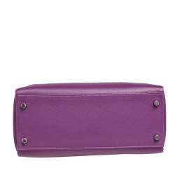 Pre Owned Hermes Anemone Evercolor Leather Palladium Plated Kelly Retourne 28 Bag