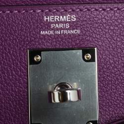 Pre Owned Hermes Anemone Evercolor Leather Palladium Plated Kelly Retourne 28 Bag