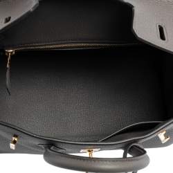 Hermes Gris Etain Togo Leather Gold Plated Birkin 25 Bag 