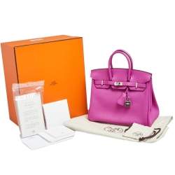 Hermes Magnolia/Capucine Taurillon Novillo Leather Palladium Plated Birkin 25 Bag 