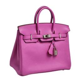 Hermes Magnolia/Capucine Taurillon Novillo Leather Palladium Plated Birkin 25 Bag 