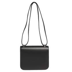 Pre Owned Hermés Black Veau Monsieur Leather and Lizard Constance 18 Bag