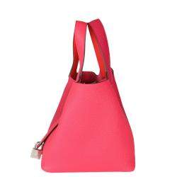 Pre Owned Hermes Tricolor Clemence Leather Picotin Lock 18 Top Handle Bag