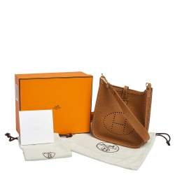 Pre Owned Hermes Gold Taurillon Clemence Leather Evelyne TPM Bag
