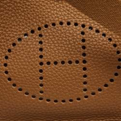 Pre Owned Hermes Gold Taurillon Clemence Leather Evelyne TPM Bag