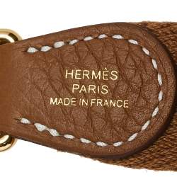 Pre Owned Hermes Gold Taurillon Clemence Leather Evelyne TPM Bag