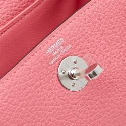مملوكة مسبقًا Hermes Rose Azalee Taurillon Clemence Leather Mini Palladium Plated Lindy Bag