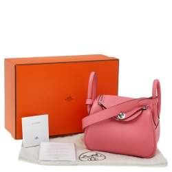 مملوكة مسبقًا Hermes Rose Azalee Taurillon Clemence Leather Mini Palladium Plated Lindy Bag