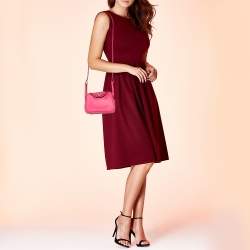 Pre Owned Hermes Rose Extreme Swift Leather Palladium Plated Mini Lindy Bag