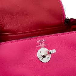 Pre Owned Hermes Rose Extreme Swift Leather Palladium Plated Mini Lindy Bag