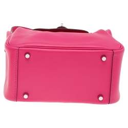 Pre Owned Hermes Rose Extreme Swift Leather Palladium Plated Mini Lindy Bag