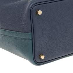 مملوكة مسبقًا Hermes Vert Cypress/Blue Nuit/Noir Taurillon Clemence Leather Picotin Lock 18 Bag