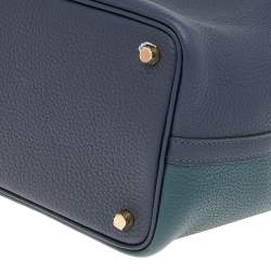 مملوكة مسبقًا Hermes Vert Cypress/Blue Nuit/Noir Taurillon Clemence Leather Picotin Lock 18 Bag