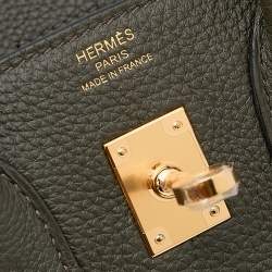 Hermes Vert De Gris Togo Leather Gold Finished Birkin 25 Bag 