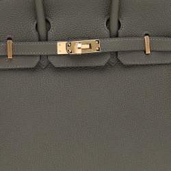 Hermes Vert De Gris Togo Leather Gold Finished Birkin 25 Bag 