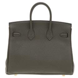 Hermes Vert De Gris Togo Leather Gold Finished Birkin 25 Bag 