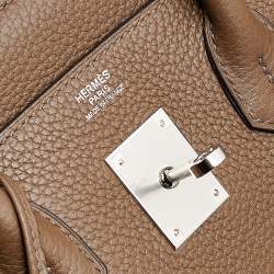 Hermes Taupe Mousse Clemence Leather Palladium Finished Birkin 30 Bag